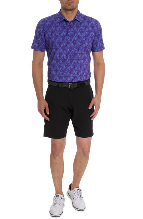 Shop Robert Graham Iron Skull 2 Print Performance Golf Polo In Purple