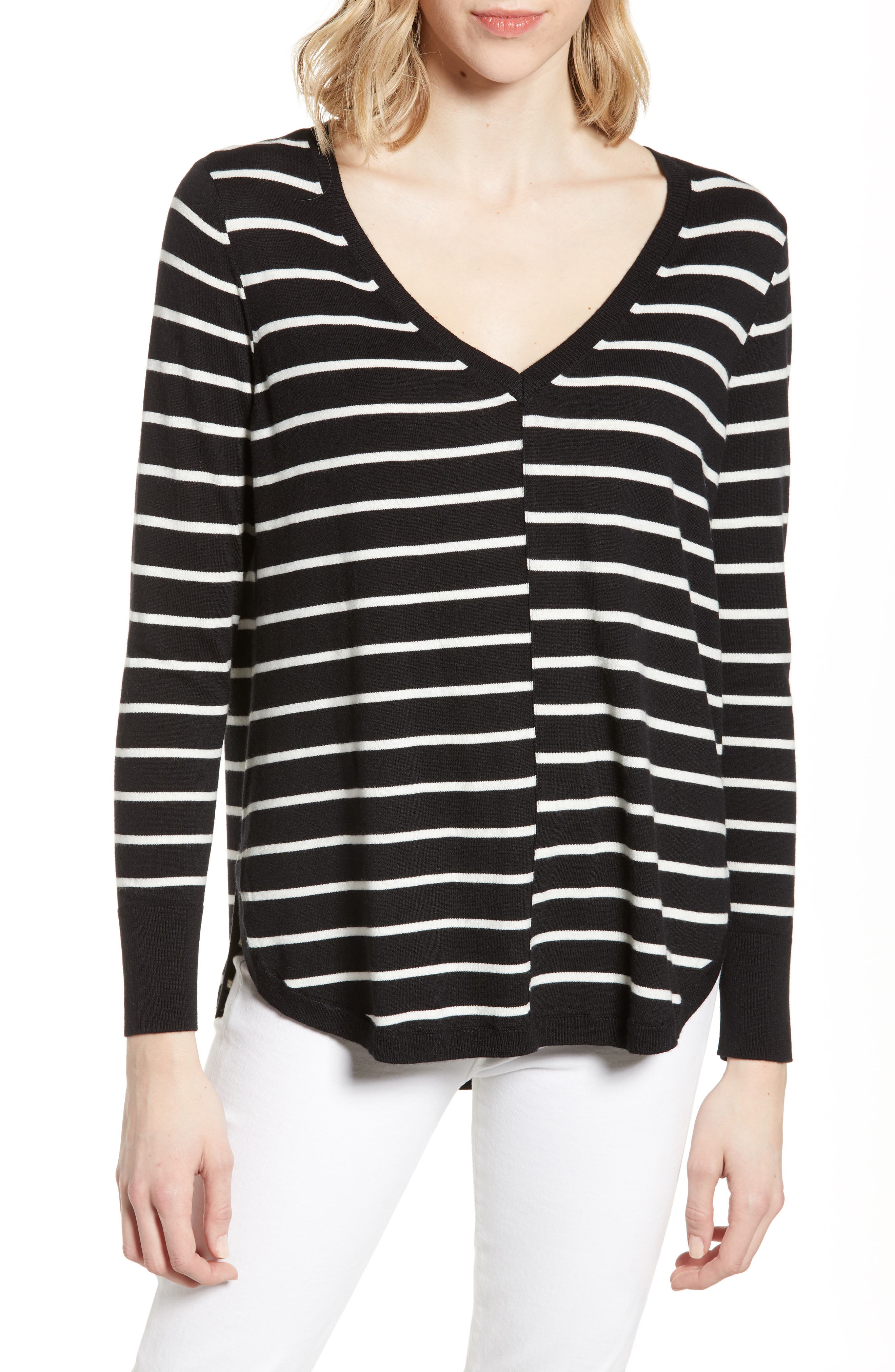 Caslon High-Low V-Neck Sweater