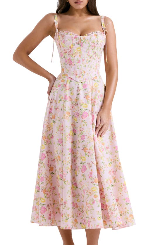 House Of Cb Clarabelle Floral Print Sleeveless Maxi Dress In Pink Floral Print