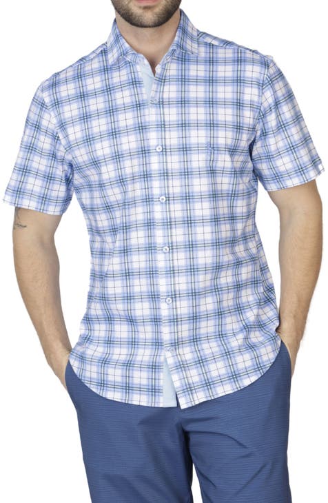 Windowpane Knit Short Sleeve Shirt