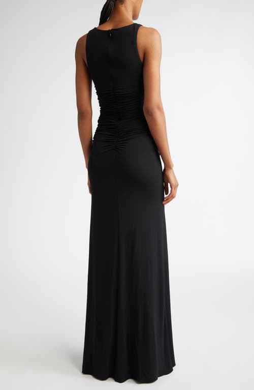 Michael Kors Collection Ruched Jersey Sleeveless Gown In Black