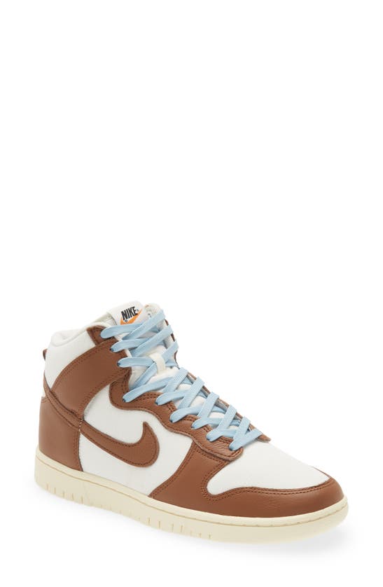Nike Dunk Hi Retro Premium Sneaker In Pecan/ Sail/ Worn Blue