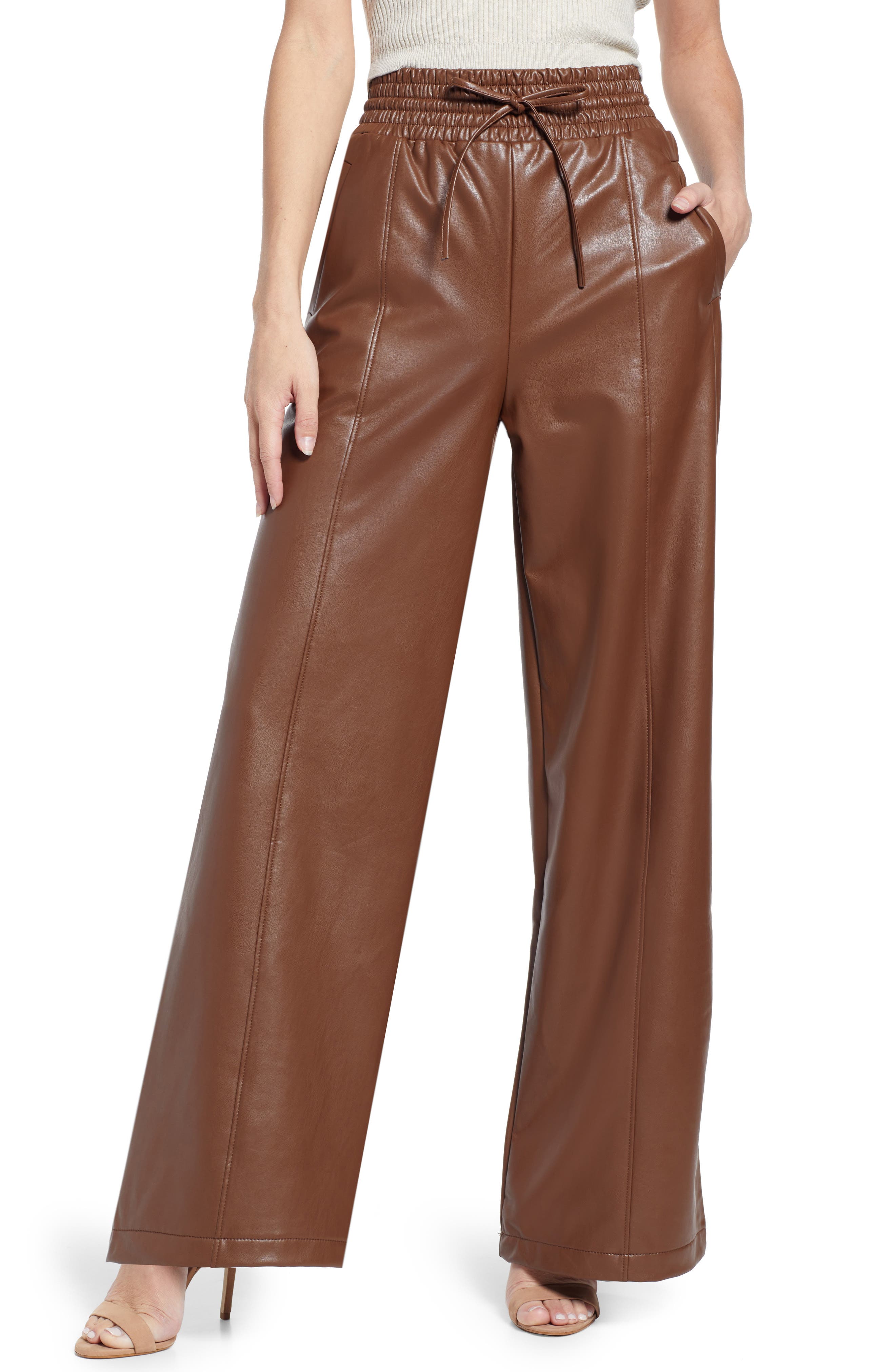 leather culottes brown