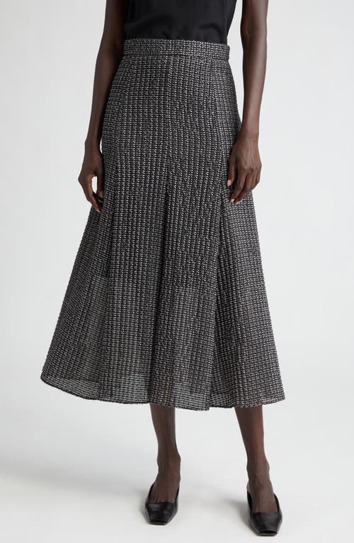 Akris punto Metallic High Waist A-Line Midi Skirt in 098 Black Slate at Nordstrom, Size 6