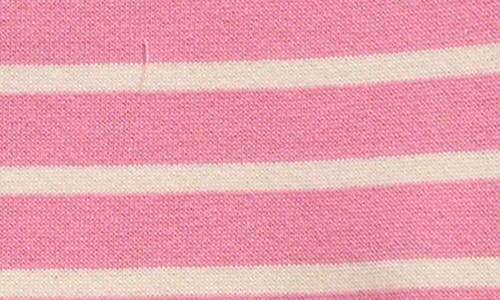 Shop Mini Boden Kids' Appliqué Pocket Long Sleeve Tunic In Cosmos Pink/ivory Stripe