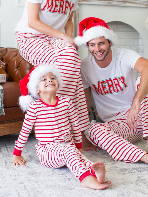 Ruggedbutts Modal Blend Boys Long Sleeve Pajama Set In Red & White Stripe