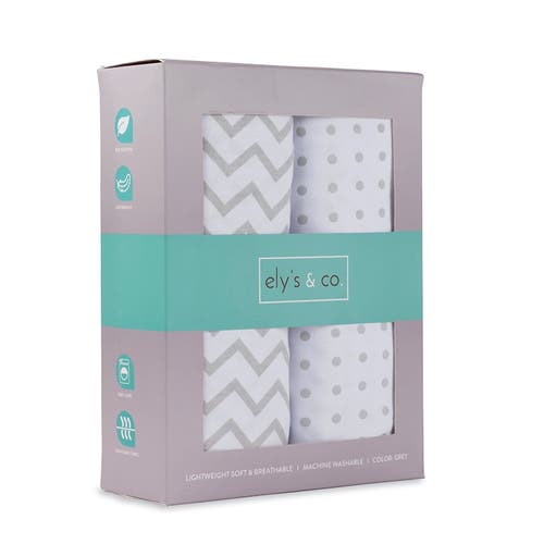Mini Crib Sheet Baby Fitted Pack N Play In Grey Chevron & Polka Dots