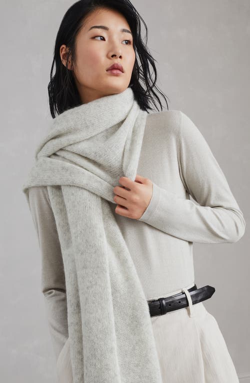 Shop Brunello Cucinelli Wool And Mohair Scarf With Monili In Grey