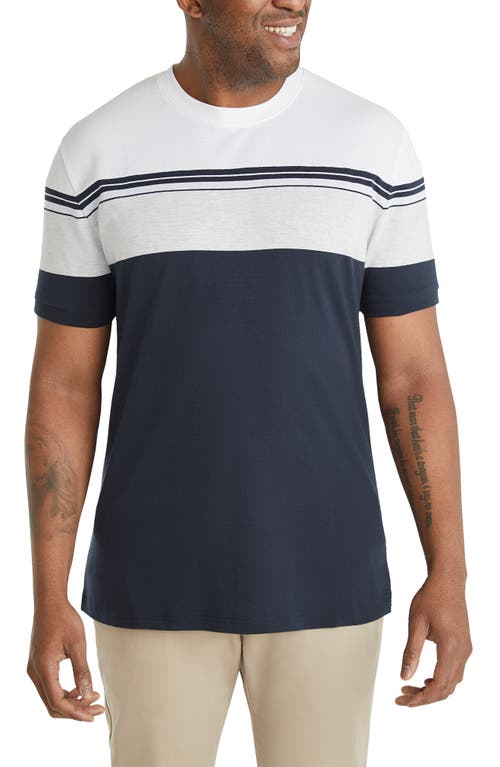 Joe Textured Colorblock Stripe Cotton T-Shirt in Navy