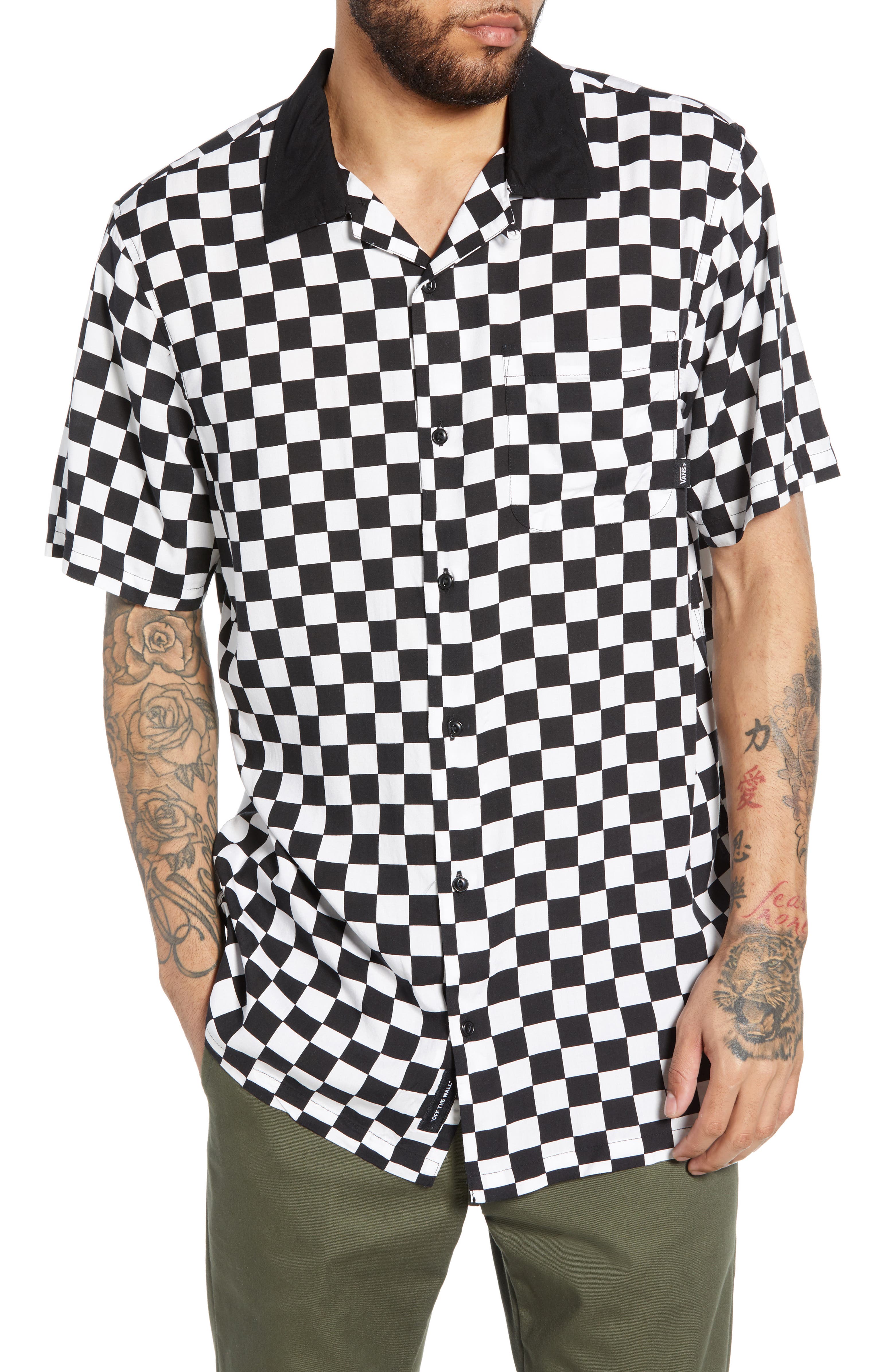 Vans Checker Slim Fit Camp Shirt | Nordstrom