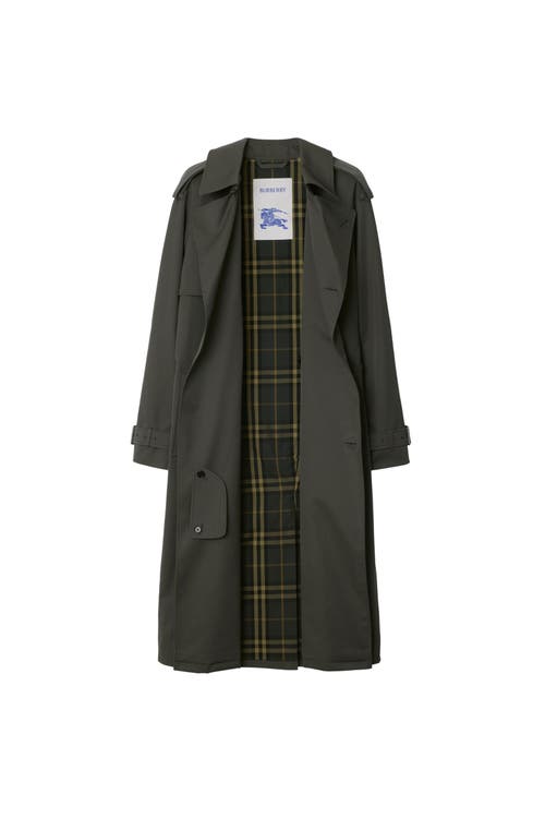 Shop Burberry Long Gabardine Trench Coat In Graphite