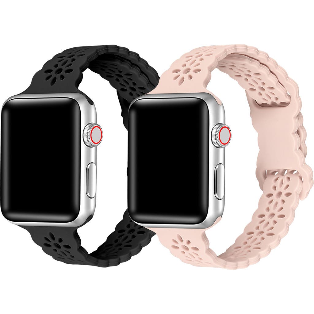 Shop The Posh Tech Silicone Sport 2-pack Apple Watch® Watchbands In Pink/black