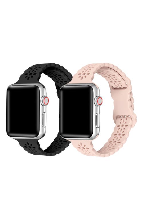 The Posh Tech Silicone Sport 2-pack Apple Watch® Watchbands In Pink/black