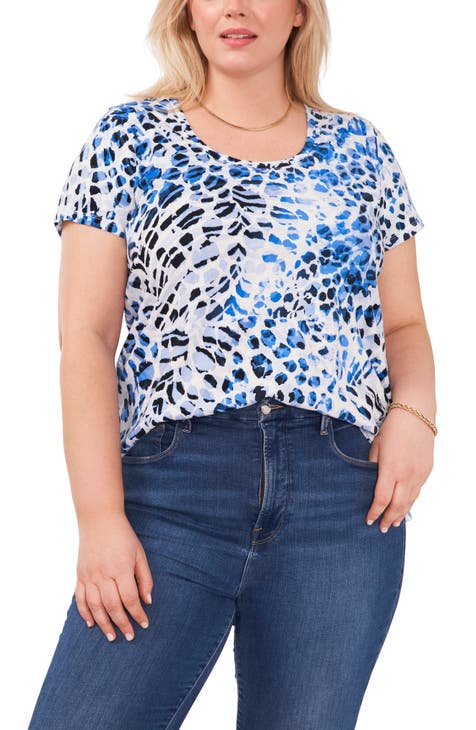 Women's Plus Short Sleeve Scoop Neck Extended Hem Top main image 0