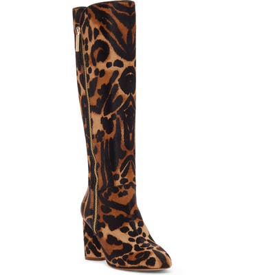 Louise Et Cie Zenia Genuine Calf Hair Knee High Boot, Brown