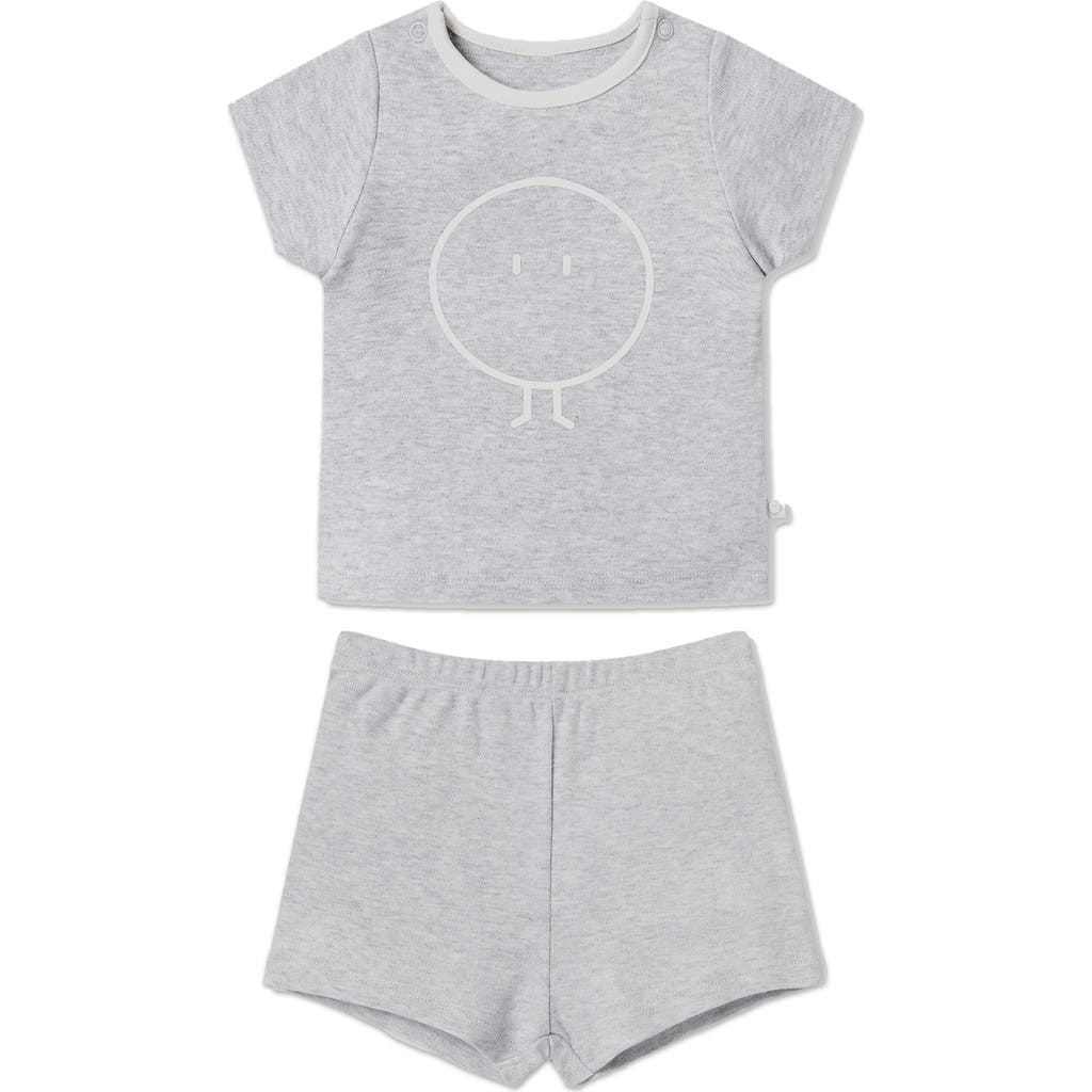 Mori Snoozy Fitted Two-piece Graphic Short Pajamas In Grey Marl