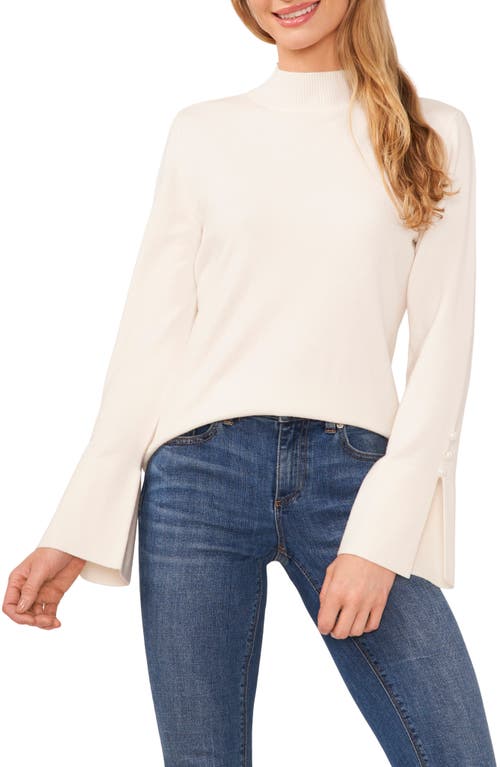 CeCe Imitation Pearl Cuff Sweater Antique White at Nordstrom,