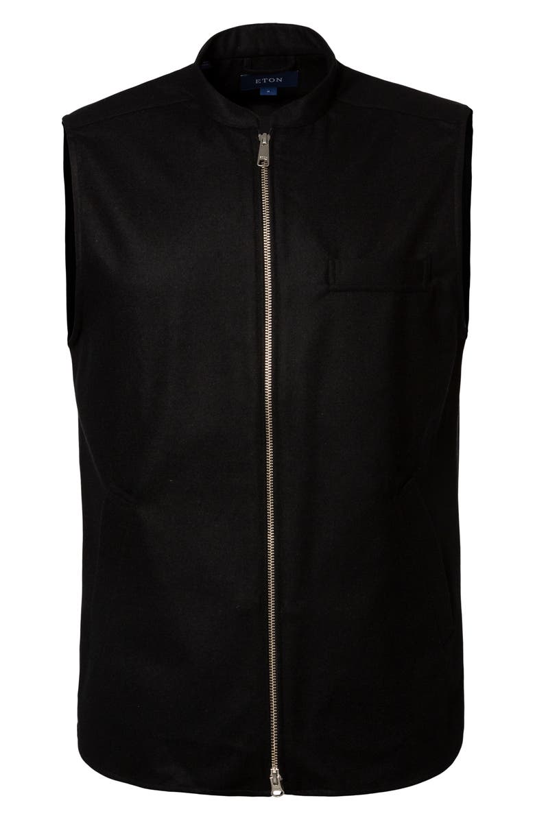 Zip-Up Wool & Cashmere Twill Vest