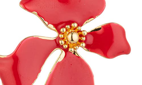 Eye Candy Los Angeles Olivia Enamel Flower Earrings In Red