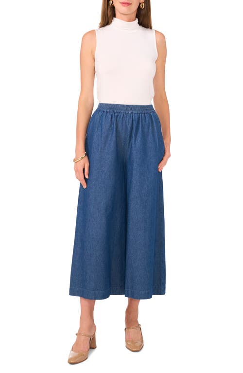 Shop Vince Camuto Crop Denim Wide Leg Pants In Classic Navy