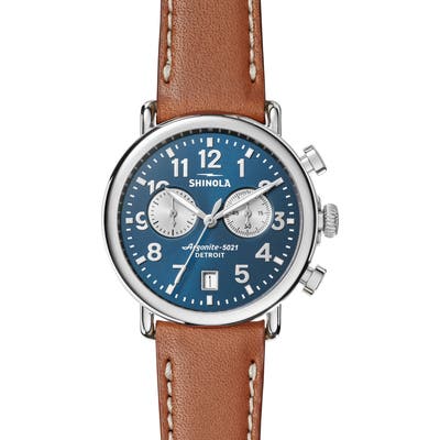 Shinola The Runwell Chronograph Leather Strap Watch, 41Mm