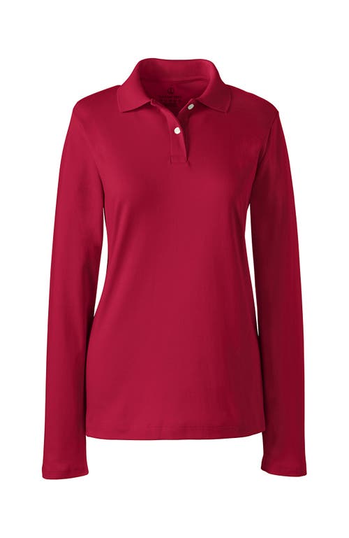 Lands' End School Uniform  Long Sleeve Feminine Fit Interlock Polo Shirt In Red