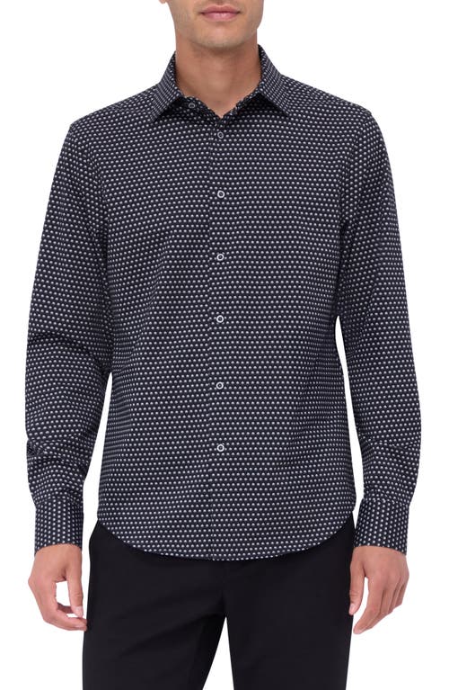 Shop Bugatchi James Ooohcotton® Dot Button-up Shirt In Black