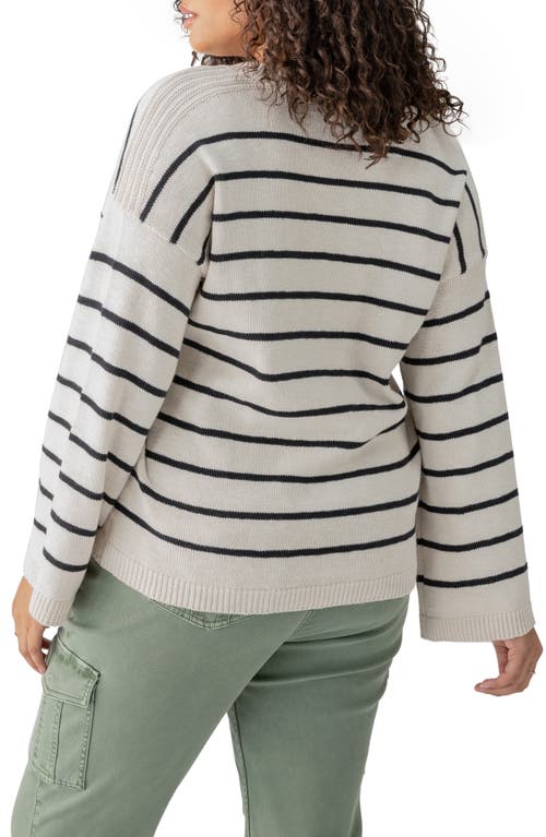 Shop Sanctuary Chill Vibes Stripe Cotton V-neck Sweater In Chalk/black