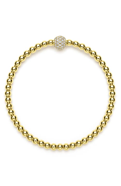Lagos Pavé Diamond Ball Caviar Stretch Bracelet In Gold