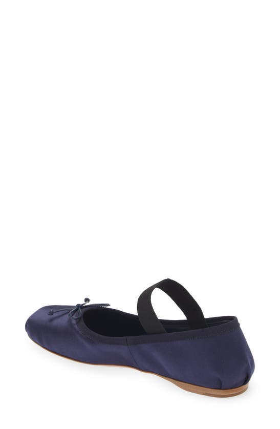 Shop Miu Miu Logo Strap Ballet Flat In Baltico