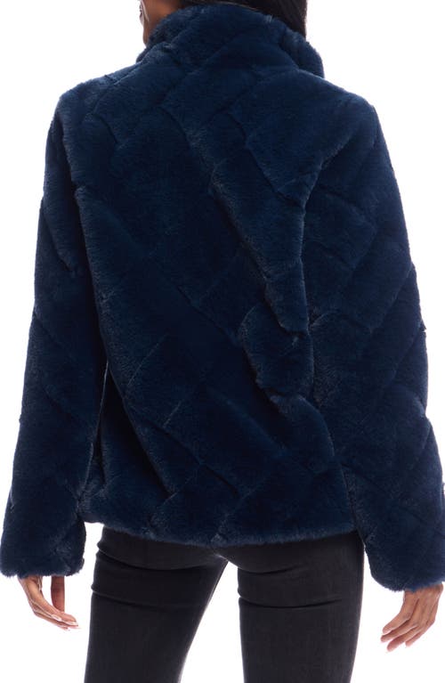 Shop Donna Salyers Fabulous-furs Donna Salyers Fabulous Furs Paige Faux Fur Quilted Jacket In Navy