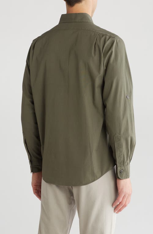 Brooks Brothers Canvas Safari Regular Fit Button-down Shirt In Dark Green