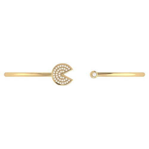 Luvmyjewelry Pac Man Candy Sterling Silver Diamond Adjustable Cuff In 14kt Gold Vermeil On Sterling