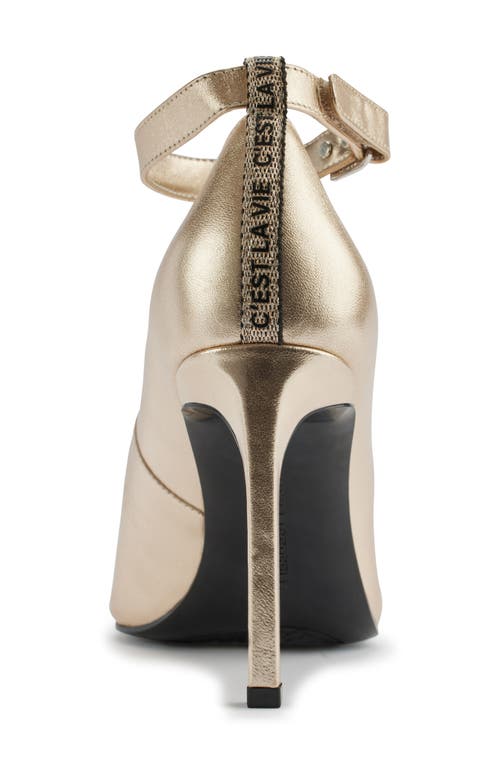 Karl Lagerfeld Sury Womens Metallic Man Made Ankle Strap In White Gold