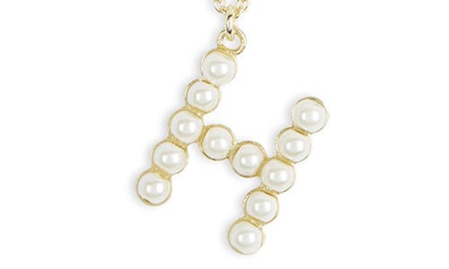 Meshmerise Imitation Pearl Initial Pendant Necklace In Yellow-h