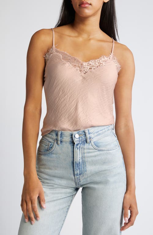 Lace Trim Satin Camisole in Pale Pink