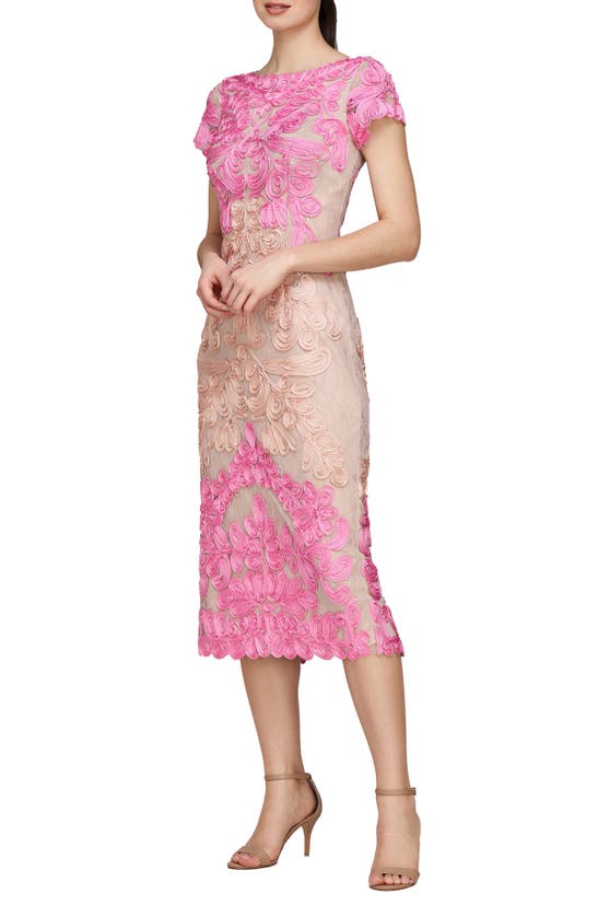 Shop Js Collections Soutache Lace Cocktail Dress In Hot Pink Beige