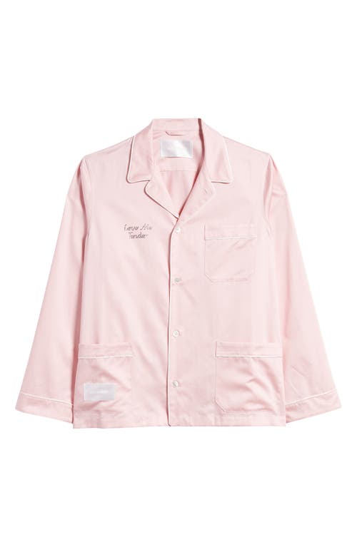Magniberg Gala Swarovski® Crystal Embellished Cotton Sateen Pajama Top In Blossom Pink