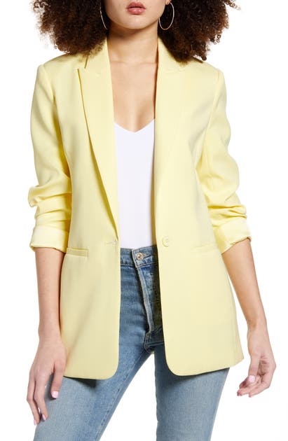 Endless Rose Tailored Single Button Blazer In Lemon