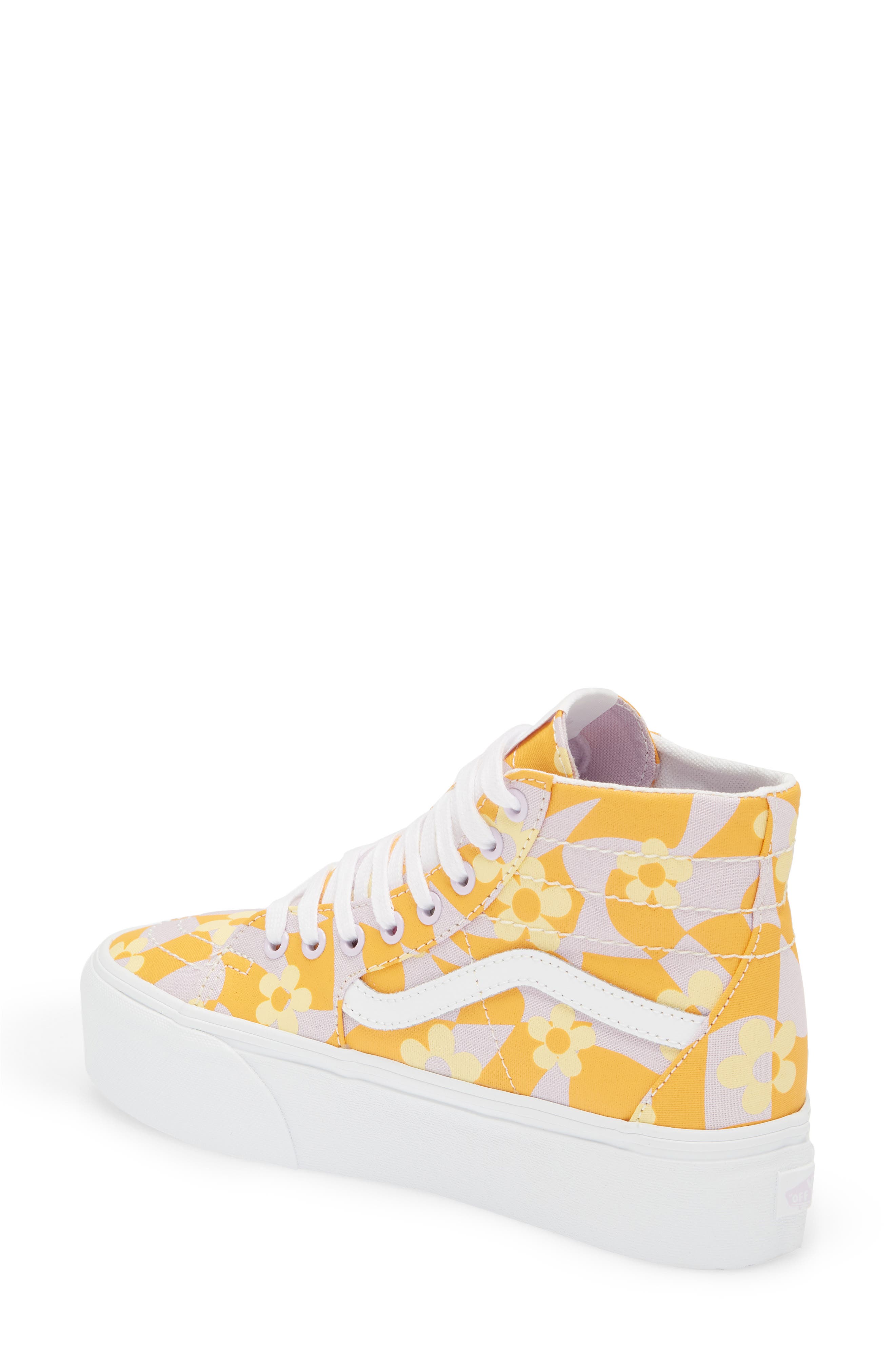 yellow checkered platform vans