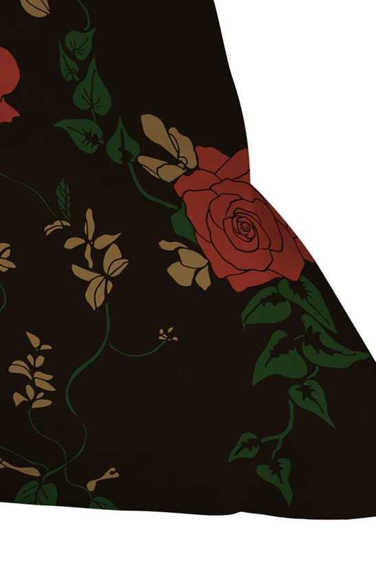 Deny Designs Midnight Flourish Floral Accent Pillow In Black