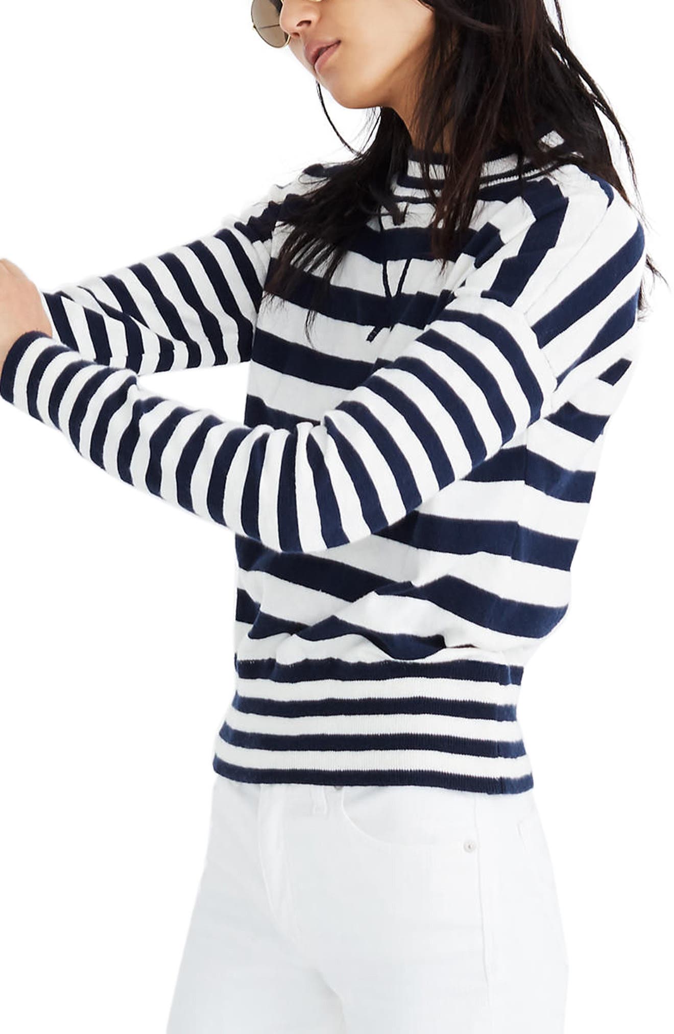Madewell Striped Knit Small Pullover Mock Sweater