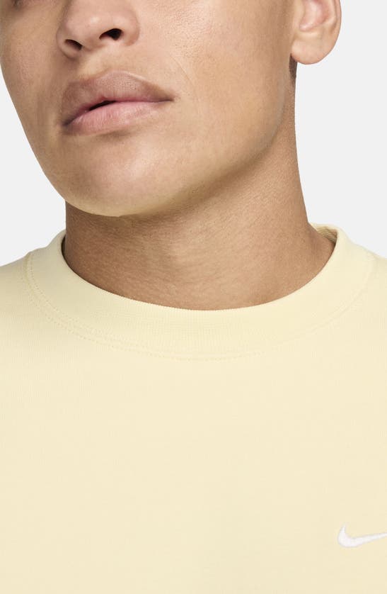 Shop Nike Solo Swoosh Oversize Crewneck Sweatshirt In Alabaster/ White