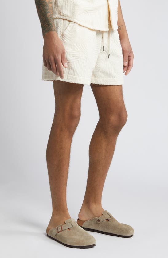 Shop Oas Golconda Jacquard Terry Cloth Shorts In Off White