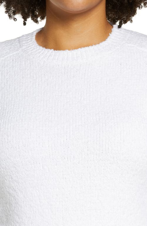 Vince Pebbled Organic Cotton Blend Crewneck Sweater In Optic White