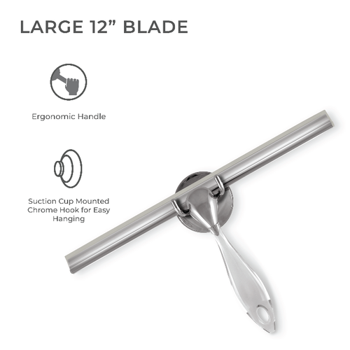 Zadro Shower Squeegee With Ergonomic Handle & Wall Mounting Bracket In Clear Acrylic