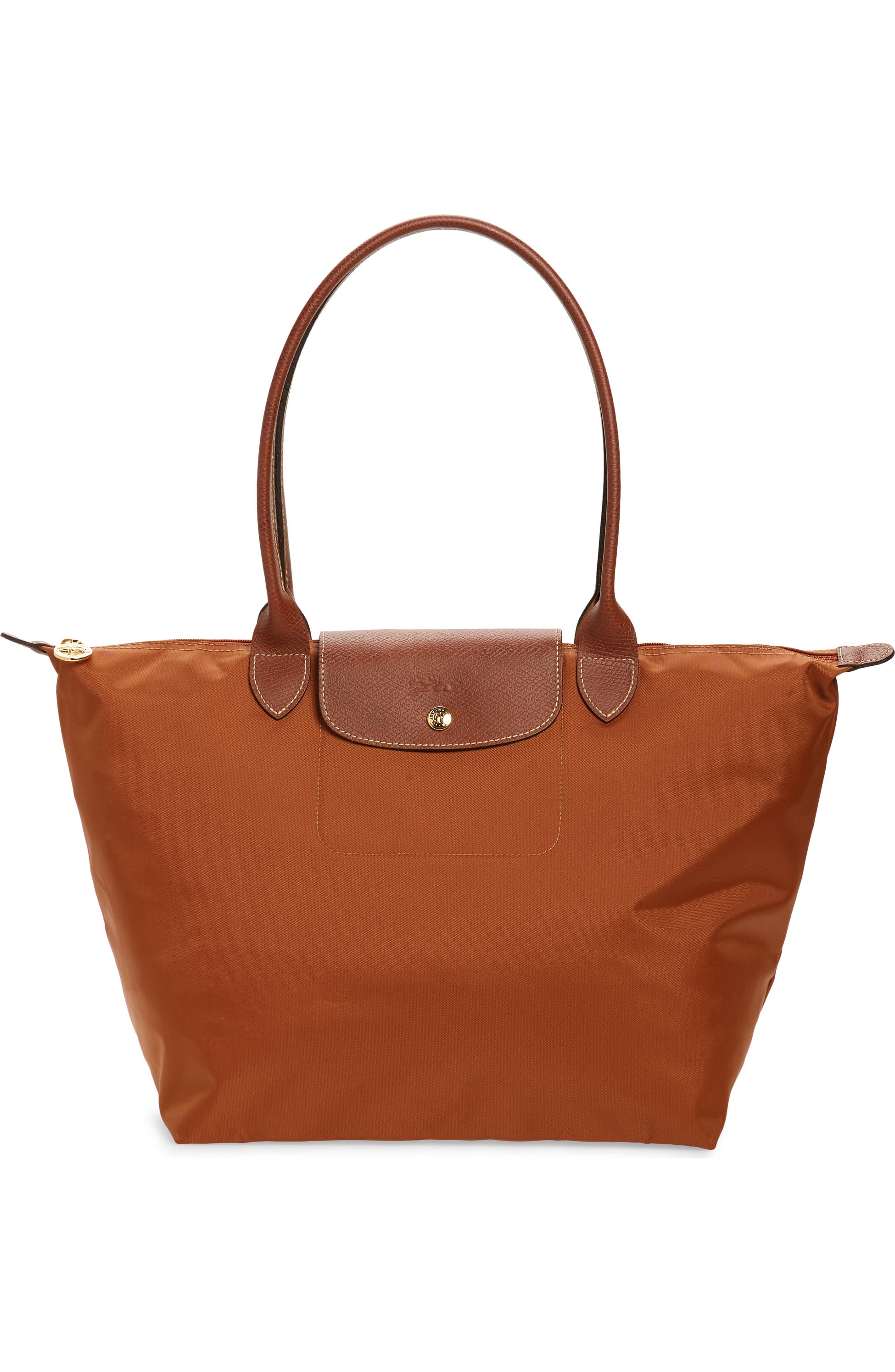 Cognac-brown Large Le Pliage Recycled Nylon Tote