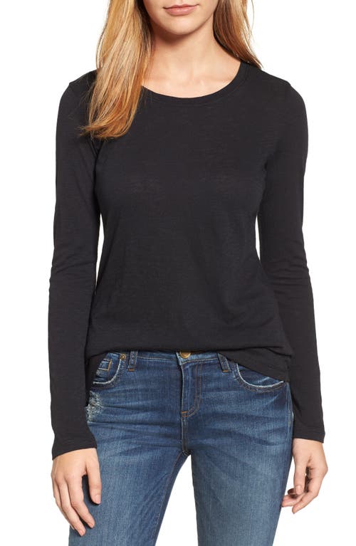 caslon(r) Long Sleeve Crewneck T-Shirt in Black at Nordstrom, Size X-Small