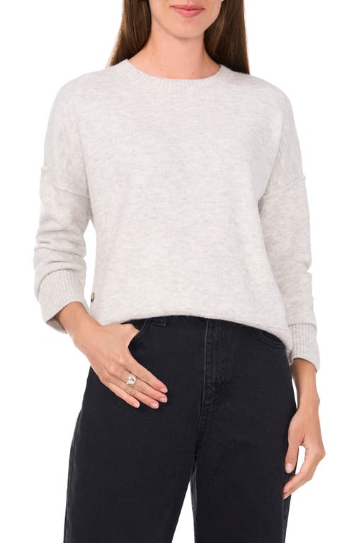 Shop Vince Camuto Three Button Crewneck Sweater In Medium Heather Grey