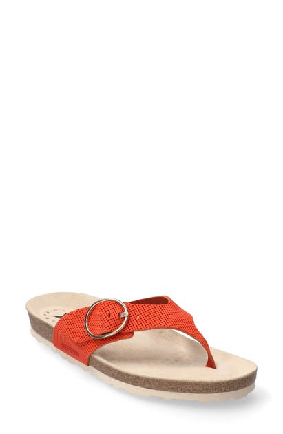 Mephisto Natalina Slide Flip Flop In Coral Nubuck Leather